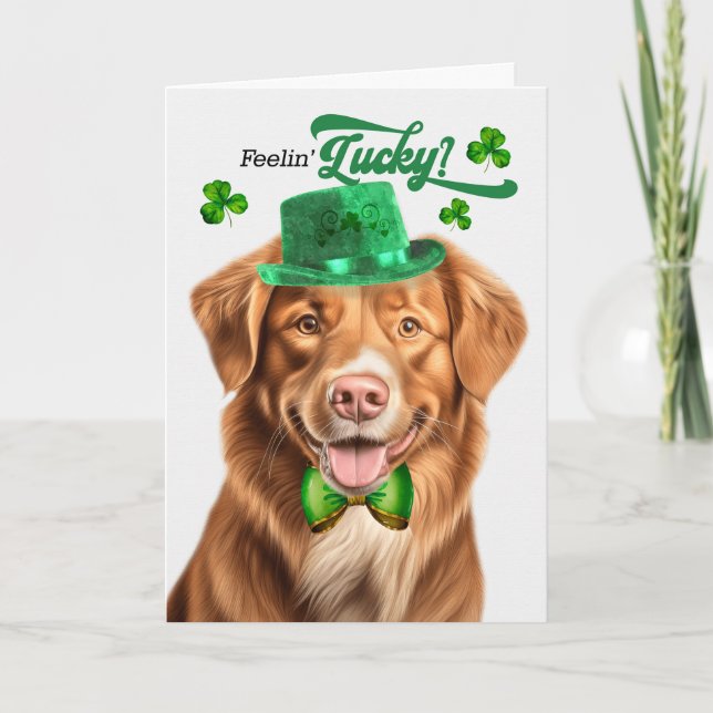 Cartes Pour Fêtes Annuelles Duck Toller Dog Feelin' Lucky St Patrick's Day (Devant)
