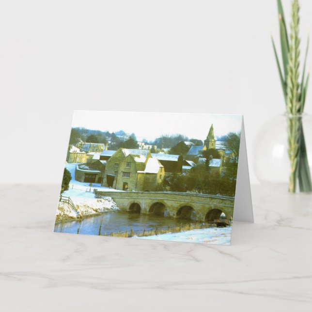 Cartes Pour Fêtes Annuelles Duddington, scène de neige du Northamptonshire (Devant)