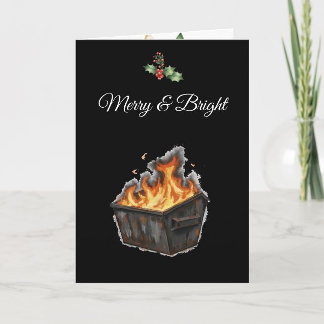 Cartes Pour Fêtes Annuelles Dumpster Fire Weird Funny Sarcastic Alternative (Devant)