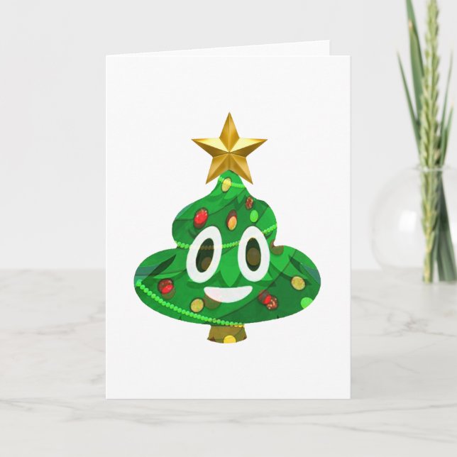Cartes Pour Fêtes Annuelles Dunette Emoji d'arbre de Noël (Devant)