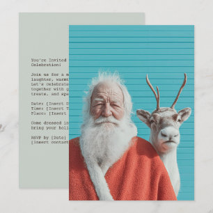 Cartes Pour Fêtes Annuelles Duo de vacances de Noël avec le Père Noël et les r