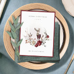 Cartes Pour Fêtes Annuelles Dusky Stag Marsala Folia Wreath Joyeux Noël<br><div class="desc">Si vous avez besoin d'une personnalisation supplémentaire,  n'hésitez pas à m'envoyer un message sur yellowfebstudio@gmail.com .</div>