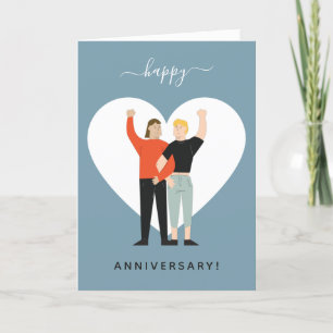 Cartes Pour Fêtes Annuelles Dusty Blue Gay Couple Mari Mariage Anniversaire