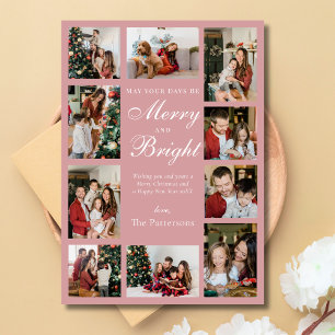 Cartes Pour Fêtes Annuelles Dusty Pink Chic 10 Photo Collage Classy Noël