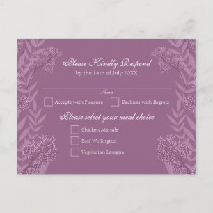 Cartes Pour Fêtes Annuelles Dusty Plum violet Mariage Botanique