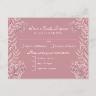 Cartes Pour Fêtes Annuelles Dusty Rose rose Mariage Vintage Botanique