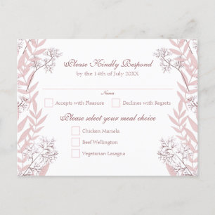Cartes Pour Fêtes Annuelles Dusty Rose rose Mariage Vintage Botanique