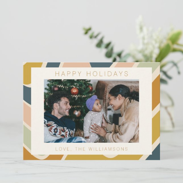 Cartes Pour Fêtes Annuelles Earthy Boho Abstrait Swirl Pastel Photo personnali (Debout devant)