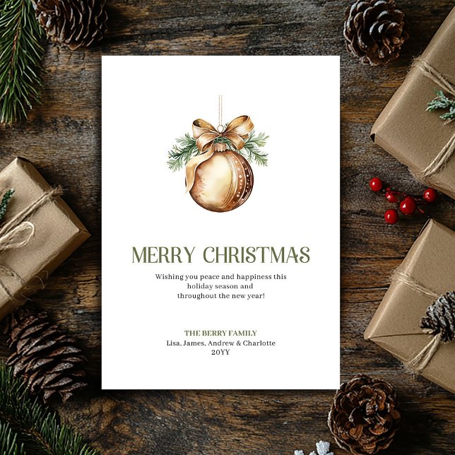 Cartes Pour Fêtes Annuelles Earthy Christmas Bauble Sage Beige Greeting Card (Earthy Christmas Ornament Sage Beige Greeting Card)