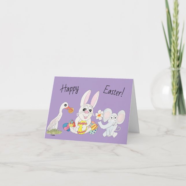 Cartes Pour Fêtes Annuelles Easter Bunny and Friends (Devant)
