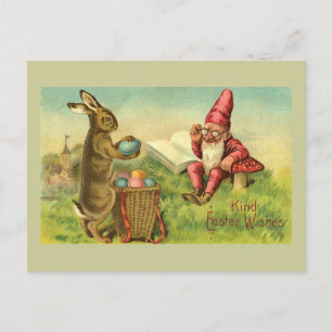 Cartes Pour Fêtes Annuelles Easter Bunny And Gnome Vintage Greeting
