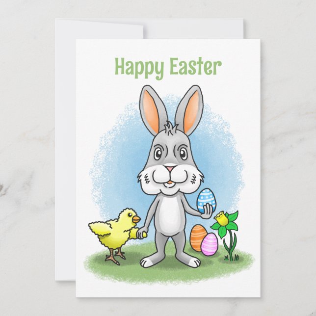 Cartes Pour Fêtes Annuelles Easter bunny and the cute chicken (Devant)