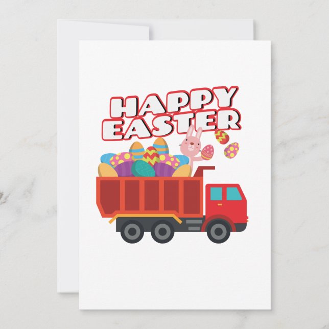 Cartes Pour Fêtes Annuelles Easter Bunny Delivering Truck Easter Eggs For Boys (Devant)