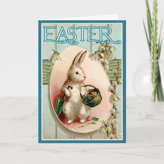 Cartes Pour Fêtes Annuelles Easter Bunny Illustration Vintage Joyeux Pâques (Devant)