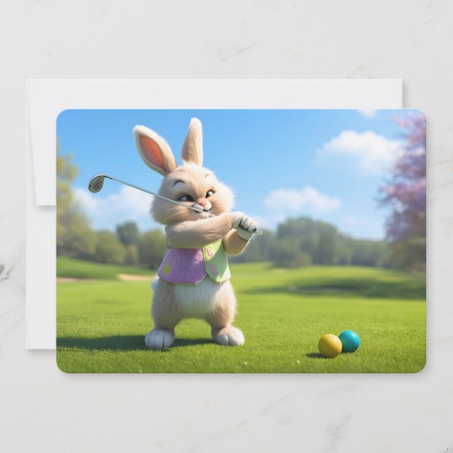 Cartes Pour Fêtes Annuelles Easter Bunny Playing Golf in the Lowcountry (Devant)