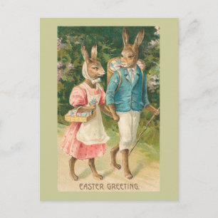 Cartes Pour Fêtes Annuelles Easter Bunny Sweethearts Vintage