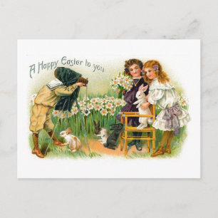Cartes Pour Fêtes Annuelles Easter Bunny Vintage