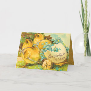 Cartes Pour Fêtes Annuelles Easter Chicks with Egg