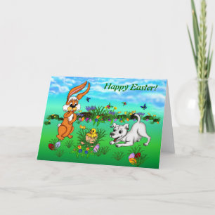 Cartes Pour Fêtes Annuelles Easter contents ! Rabbit, Chick and Puppy