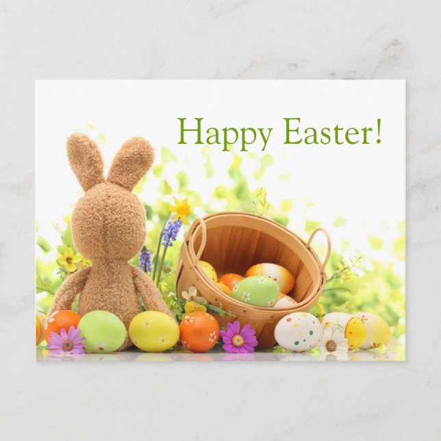 Cartes Pour Fêtes Annuelles Easter Decoration with Rabbit and Eggs (Devant)