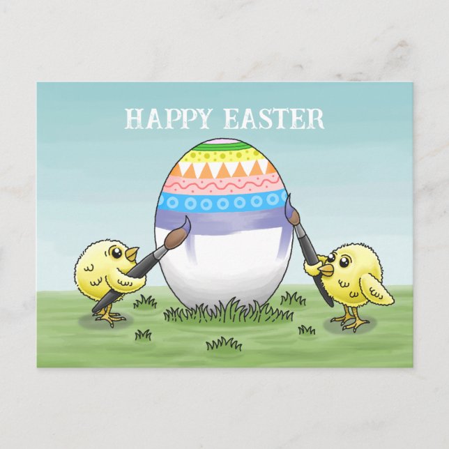 Cartes Pour Fêtes Annuelles Easter egg painted by the chickens (Devant)