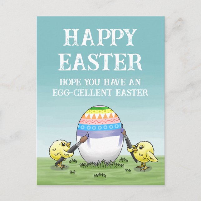 Cartes Pour Fêtes Annuelles Easter egg painting chickens (Devant)