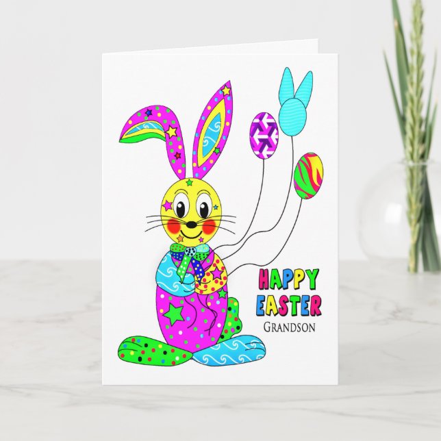 Cartes Pour Fêtes Annuelles EASTER Grandson kaléidoscope Bunny coloré (Devant)