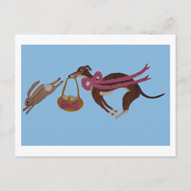 Cartes Pour Fêtes Annuelles Easter Greyhound chasing bunny (Devant)