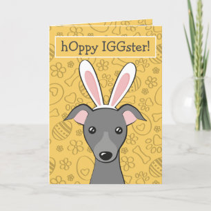 Cartes Pour Fêtes Annuelles Easter Italien Greyhound Chien gris mignonette ore