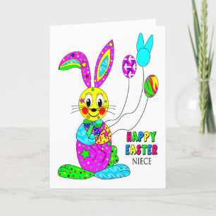 Cartes Pour Fêtes Annuelles EASTER Niece kaléidoscope Lapin coloré