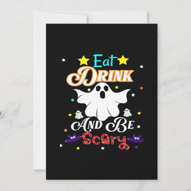 Cartes Pour Fêtes Annuelles Eat Drink And Be Scary Happy Halloween Day (Devant)