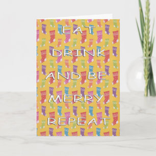 Cartes Pour Fêtes Annuelles Eat Repeat Stockings white