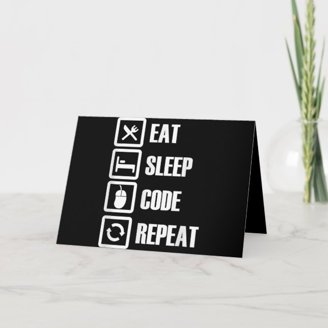 Cartes Pour Fêtes Annuelles Eat Sleep Code Répétition Coding Programmer Ingéni (Devant)