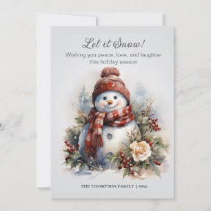 Cartes Pour Fêtes Annuelles Écharpe à carreaux de neige vintage festive d'hive