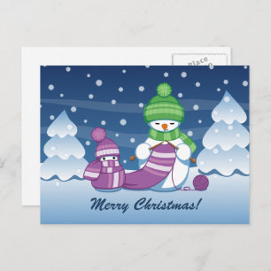 Cartes Pour Fêtes Annuelles Écharpe Tricot Snowman
