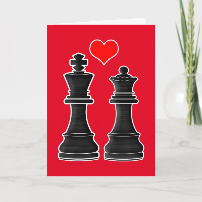 Cartes Pour Fêtes Annuelles Échecs Roi et Reine avec amour Saint Valentin (Devant)