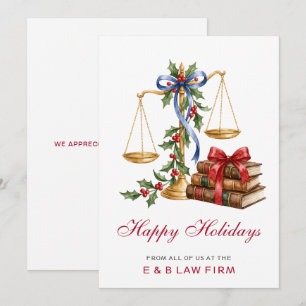 Cartes Pour Fêtes Annuelles Échelle de justice en or Couronne de houx Cabinet