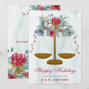 Cartes Pour Fêtes Annuelles Échelle de justice en or Couronne de houx Cabinet