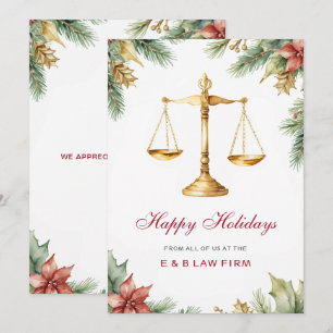 Cartes Pour Fêtes Annuelles Échelle de justice en or sapin houx cabinet d'avoc