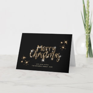 Cartes Pour Fêtes Annuelles Éclairage minimaliste en or Noir Noël