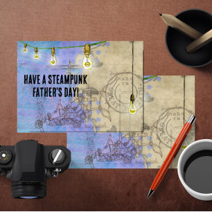 Cartes Pour Fêtes Annuelles Éclairages Edison Steampunk sur une Fête des pères