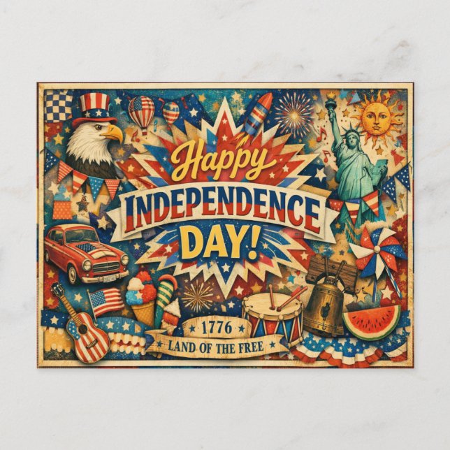 Cartes Pour Fêtes Annuelles Eclectic Americana Independence Day (Devant)