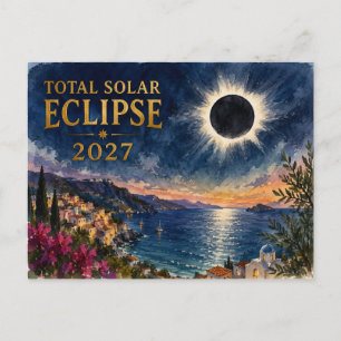 Cartes Pour Fêtes Annuelles Éclipse solaire totale 2027 Méditerranée 