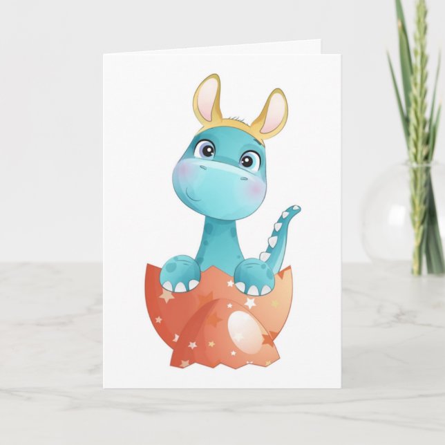 Cartes Pour Fêtes Annuelles éclosion de dinosaures de Pâques (Devant)