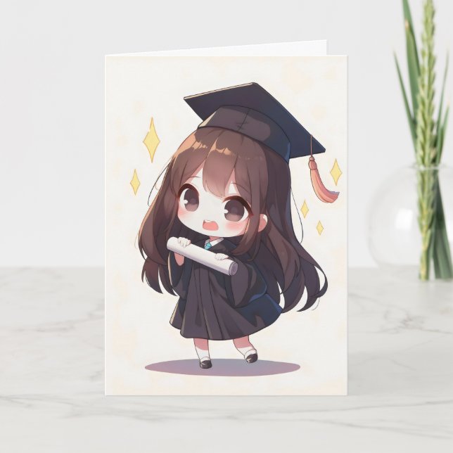 Cartes Pour Fêtes Annuelles École de filles Chibi Anime (Devant)