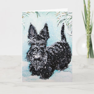 Cartes Pour Fêtes Annuelles Écossais Terrier en hiver "Nora "
