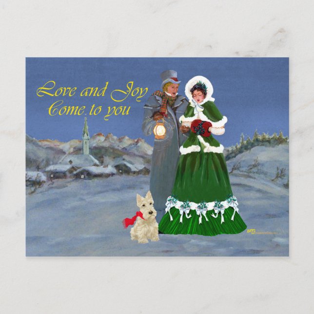 Cartes Pour Fêtes Annuelles Écossais Terriers Carols de Noël (Devant)