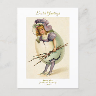 Cartes Pour Fêtes Annuelles Écouter de la fille Vintage de Whimsical de l'Oeuf