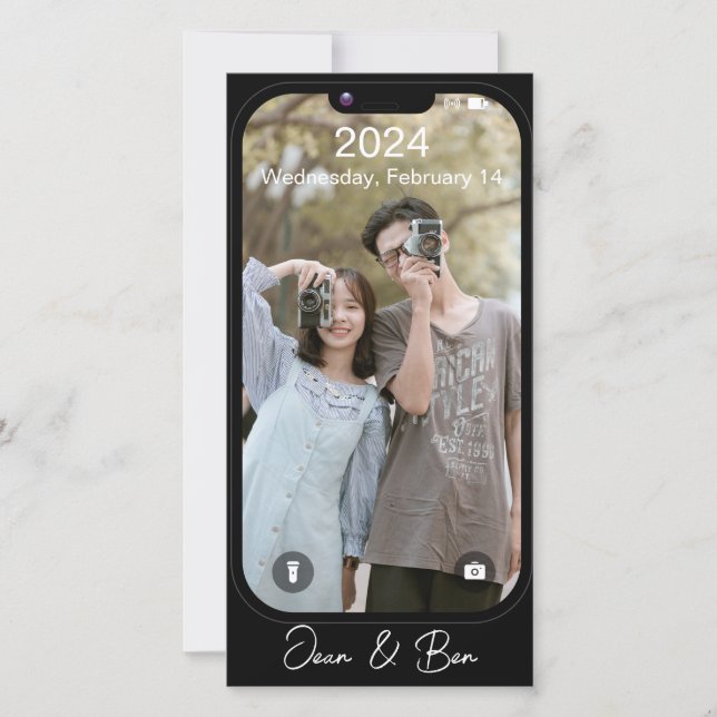 Cartes Pour Fêtes Annuelles Écran de téléphone Photo Girlfriend Saint-Valentin (Devant)