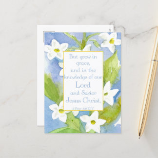 Cartes Pour Fêtes Annuelles Écriture 2 Pierre 3:18 Fleurs Nicotiana